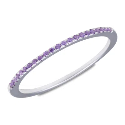 Max + Stone Sterling Silver Birthstone 1mm Cubic Zirconia Ring In Purple