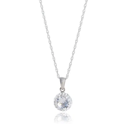 Max + Stone 925 Sterling Silver Crystal Halo Pendant Necklace With 18 Inch Chain