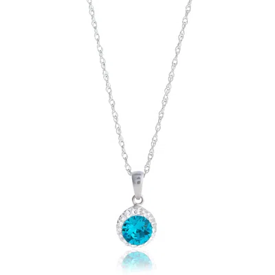Max + Stone Sterling Silver Crystal Halo Pendant Necklace In Blue