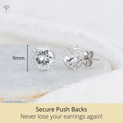 Max + Stone Sterling Silver Crystal Halo Stud Earrings Various Colors In Blue