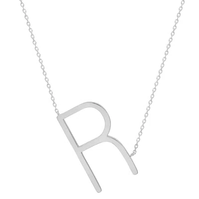 Max + Stone Sterling Silver Large Sideways Block Initial Letter Necklace In Metallic