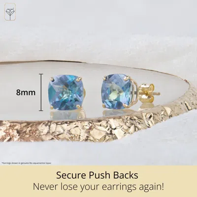 Max + Stone Sterling Silver Or Gold 8mm Cushion Cut Gemstone Birthstone Stud Earrings In Multi