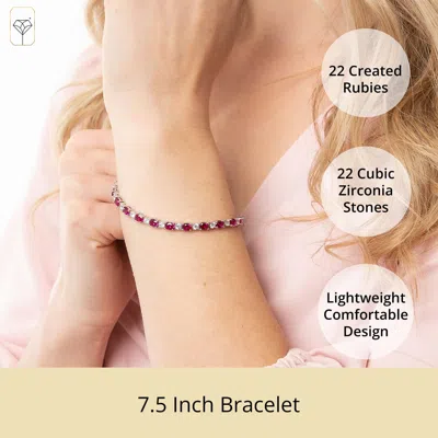 Max + Stone Sterling Silver Oval Gemstone And Cubic Zirconia Tennis Bracelet In Orange