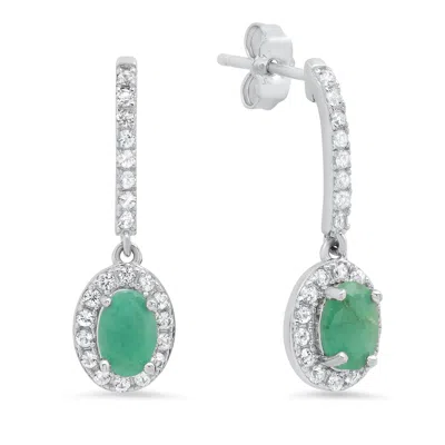 Max + Stone Sterling Silver Oval Genuine Gemstone And White Topaz Drop Earrings In Gold