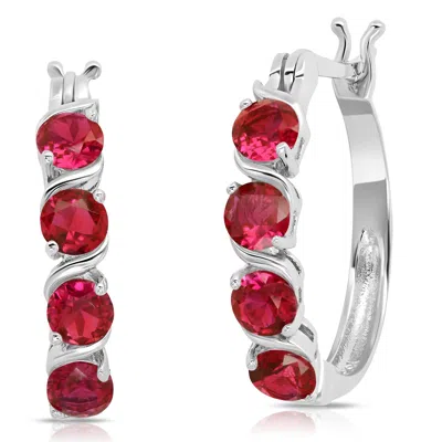 Max + Stone Sterling Silver Round Gemstone Statement Hoop Earrings In Metallic
