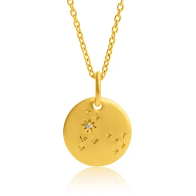 Max + Stone Vermeil Aquarius Zodiac Pendant Necklace With White Sapphire Accents In Gold