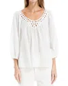 Max Studio Openwork Bubble Sleeve Top