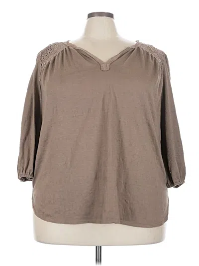 Pre-owned Max Studio 3/4 Sleeve Blouse In Brown