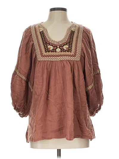 Pre-owned Max Studio 3/4 Sleeve Blouse In Brown