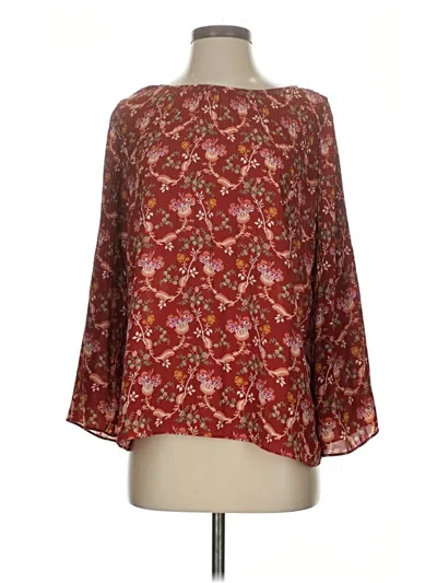 Pre-owned Max Studio 3/4 Sleeve Blouse In Burgundy