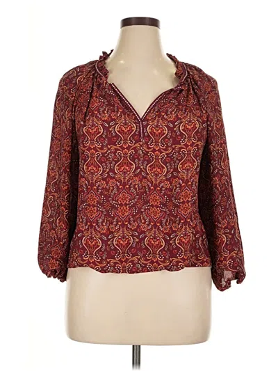 Pre-owned Max Studio 3/4 Sleeve Blouse In Burgundy