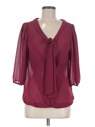 Pre-owned Max Studio 3/4 Sleeve Blouse In Burgundy