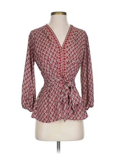 Pre-owned Max Studio 3/4 Sleeve Blouse In Burgundy