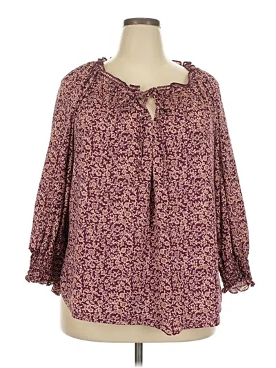 Pre-owned Max Studio 3/4 Sleeve Blouse In Burgundy
