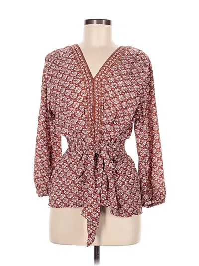 Max Studio 3/4 Sleeve Blouse In Brown
