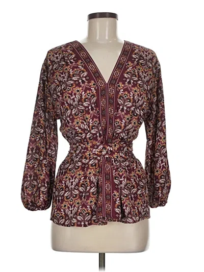 Pre-owned Max Studio 3/4 Sleeve Blouse In Burgundy