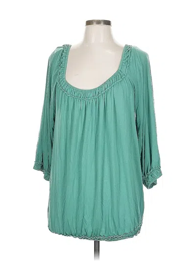 Pre-owned Max Studio 3/4 Sleeve Blouse In Green