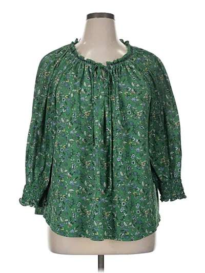 Pre-owned Max Studio 3/4 Sleeve Blouse In Green