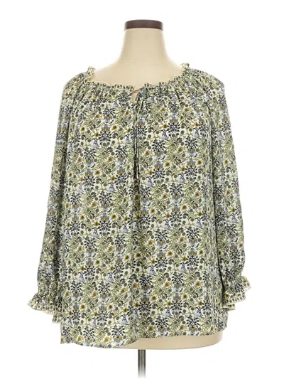 Pre-owned Max Studio 3/4 Sleeve Blouse In Green