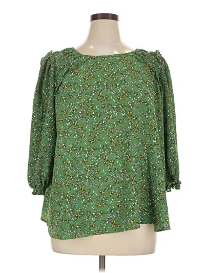Pre-owned Max Studio 3/4 Sleeve Blouse In Green