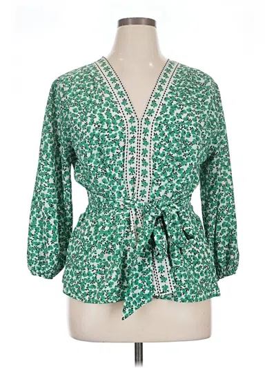 Pre-owned Max Studio 3/4 Sleeve Blouse In Green