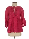 Max Studio 3/4 Sleeve Blouse In Red