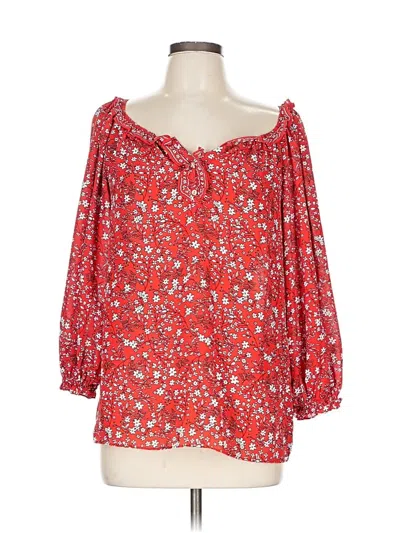 Pre-owned Max Studio 3/4 Sleeve Blouse In Red