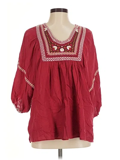 Pre-owned Max Studio 3/4 Sleeve Blouse In Red