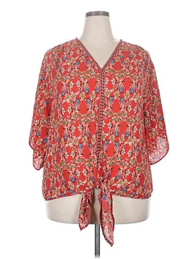 Pre-owned Max Studio 3/4 Sleeve Blouse In Red
