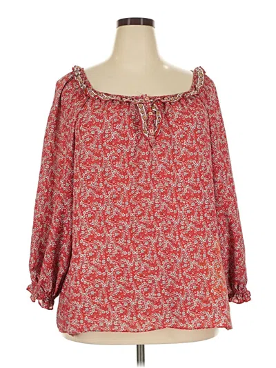 Pre-owned Max Studio 3/4 Sleeve Blouse In Red