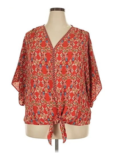 Pre-owned Max Studio 3/4 Sleeve Blouse In Red