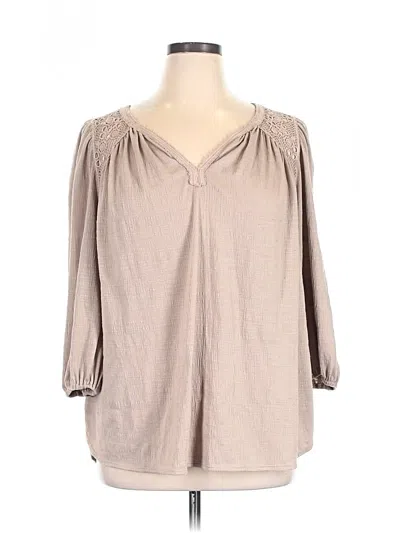 Pre-owned Max Studio 3/4 Sleeve Blouse In Tan