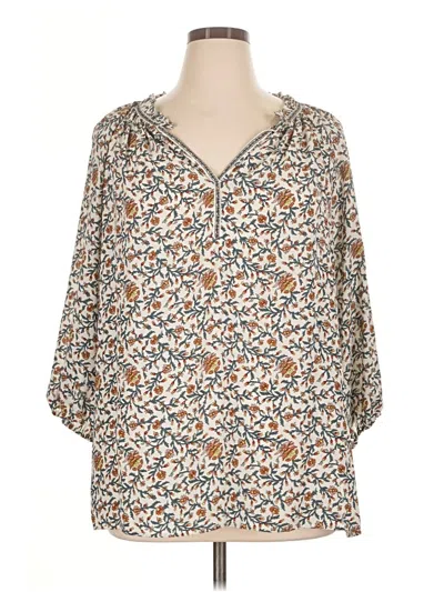 Pre-owned Max Studio 3/4 Sleeve Blouse In Tan