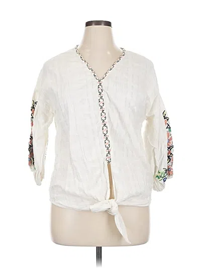 Pre-owned Max Studio 3/4 Sleeve Blouse In White
