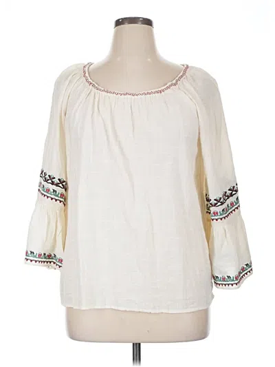 Pre-owned Max Studio 3/4 Sleeve Blouse In White