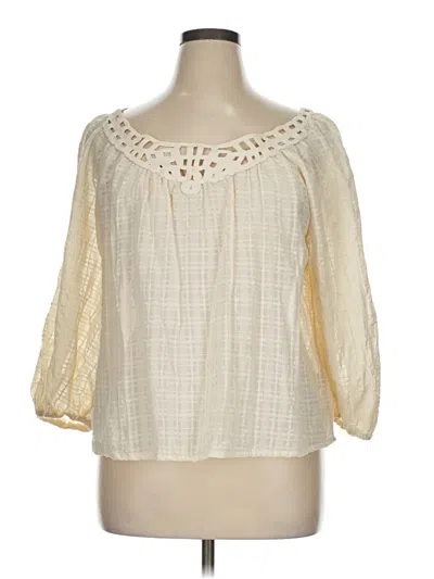 Pre-owned Max Studio 3/4 Sleeve Blouse In White