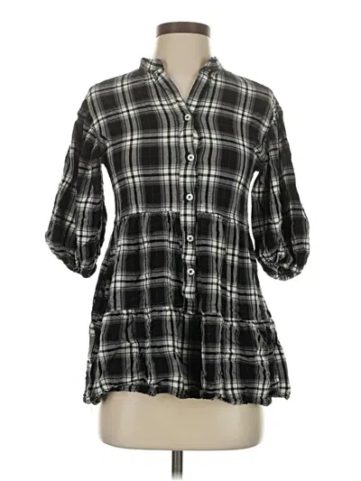 Pre-owned Max Studio 3/4 Sleeve Button Down Shirt In Black