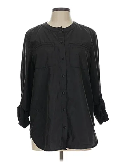 Max Studio 3/4 Sleeve Button Down Shirt In Black