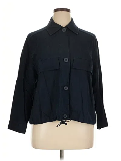 Pre-owned Max Studio 3/4 Sleeve Button Down Shirt In Black