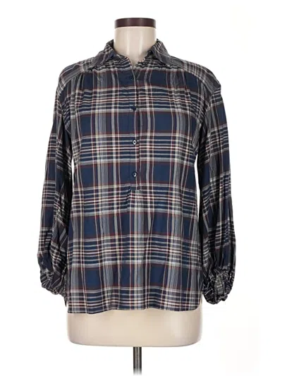 Pre-owned Max Studio 3/4 Sleeve Button Down Shirt In Blue