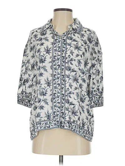 Pre-owned Max Studio 3/4 Sleeve Button Down Shirt In Blue