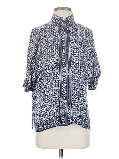 Pre-owned Max Studio 3/4 Sleeve Button Down Shirt In Blue