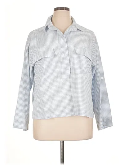 Pre-owned Max Studio 3/4 Sleeve Button Down Shirt In Blue