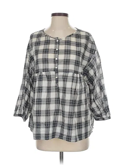 Pre-owned Max Studio 3/4 Sleeve Button Down Shirt In Gray