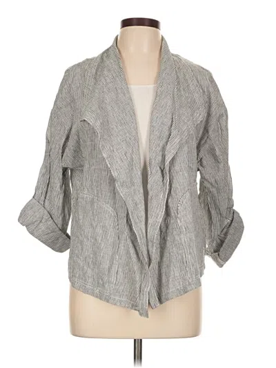 Pre-owned Max Studio 3/4 Sleeve Button Down Shirt In Gray