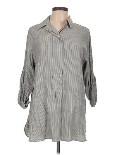 Pre-owned Max Studio 3/4 Sleeve Button Down Shirt In Gray