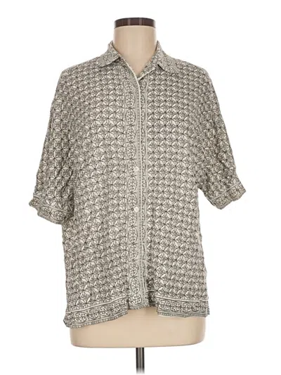 Pre-owned Max Studio 3/4 Sleeve Button Down Shirt In Gray