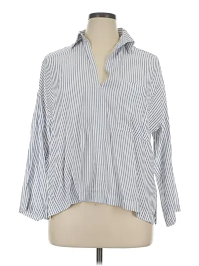 Pre-owned Max Studio 3/4 Sleeve Button Down Shirt In Gray