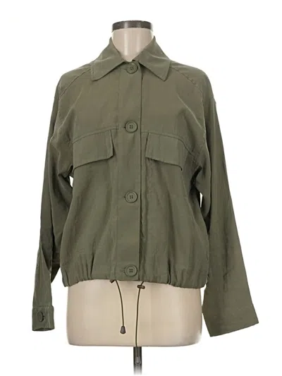 Pre-owned Max Studio 3/4 Sleeve Button Down Shirt In Green