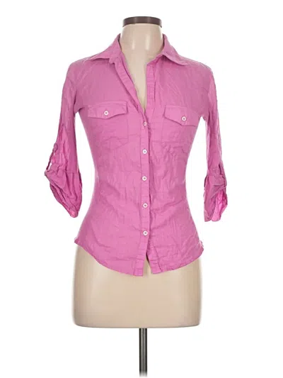 Pre-owned Max Studio 3/4 Sleeve Button Down Shirt In Pink